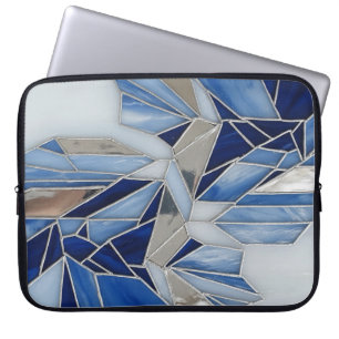 blue silver mosaic 1 laptop sleeve