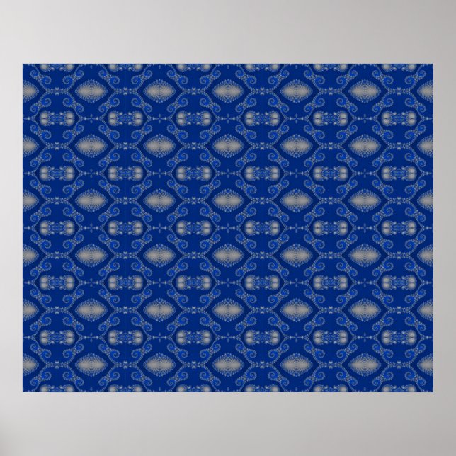 Blue Silver Mosaic Poster (Front)