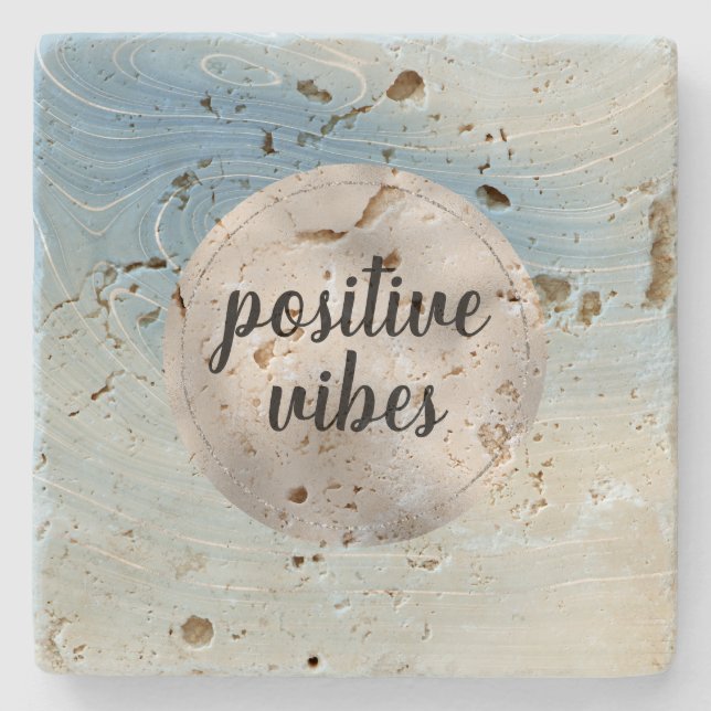 Blue Silver Ombre Stripes      Stone Coaster (Front)