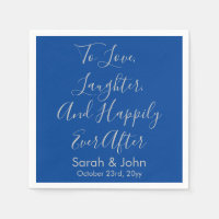 Blue Silver Personalised Script Wedding Reception 