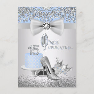 Blue Silver Quinceanera Princess Invitations