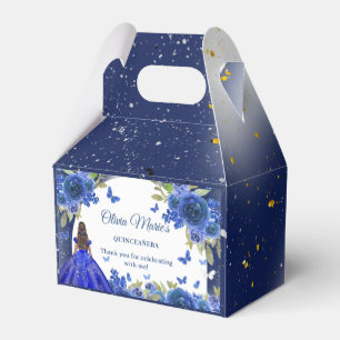 Blue Silver Rose Quinceanera Birthday  Favour Box