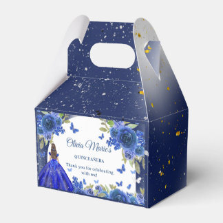 Blue Silver Rose Quinceanera Birthday  Favour Box