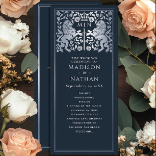 Blue & Silver Royal Lion Mediaeval Sword Wedding Programme