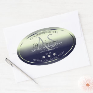 Blue Silver Shimmery Product Label Jewels Monogram
