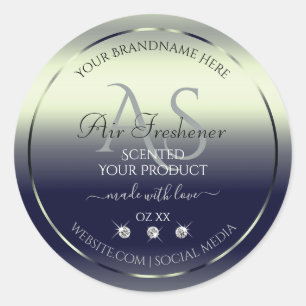 Blue Silver Shimmery Product Label Jewels Monogram