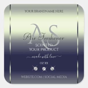 Blue Silver Shimmery Product Label Jewels Monogram