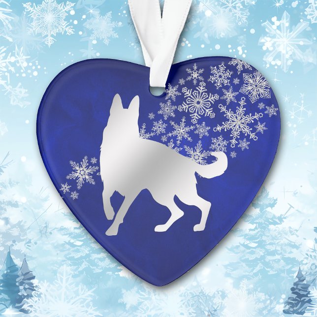 Blue Silver Snowflake German Shepherd Ornament (Creator Uploaded)