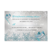 Blue Silver Snowflake Masquerade Christmas RSVP
