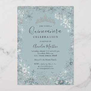Blue Silver Snowflake Photo Quinceanera 