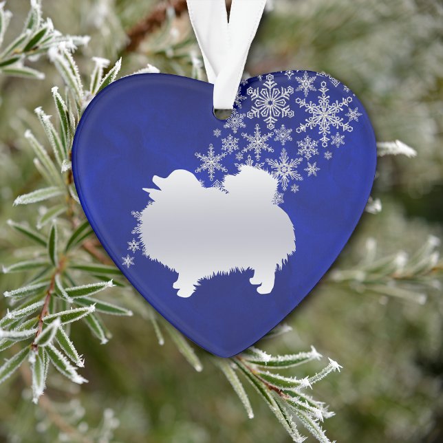 Blue Silver Snowflake Pomeranian Ornament (Creator Uploaded)