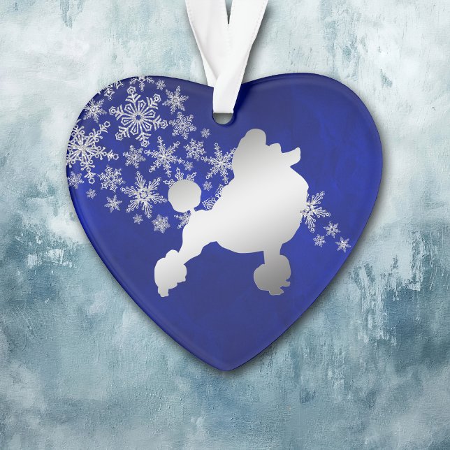 Blue Silver Snowflake Poodle Ornament (Creator Uploaded)