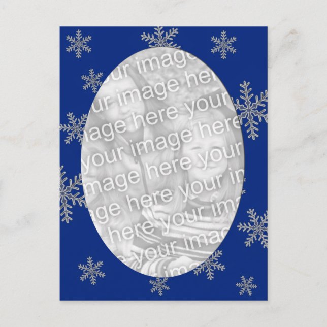 Blue Silver Snowflake Template Postcard (Front)