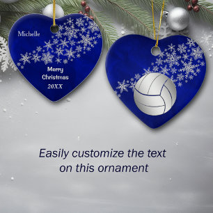 Blue Silver Snowflake Volleyball Personalised Ceramic Tree Decoration