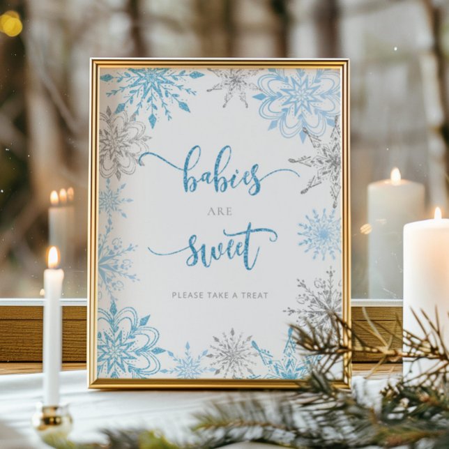 Blue silver snowflakes Babies are sweet Poster (Creator Uploaded)