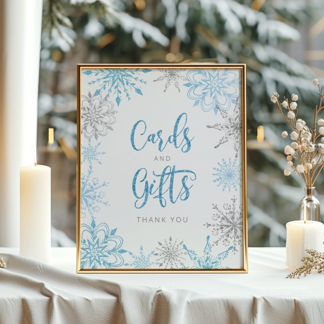 Blue silver snowflakes Cards and gifts Poster (Creator Uploaded)