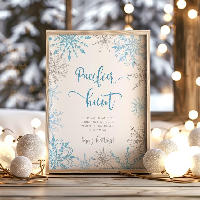Blue silver snowflakes Pacifier hunt game Poster (Creator Uploaded)