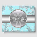 Blue Silver Snowflakes Winter Wonderland  Guest Book<br><div class="desc">Matching items available.</div>