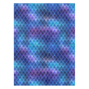 Blue & Silver Sparkles Dragon Scales Tablecloth