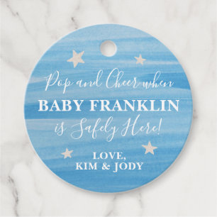 Blue & Silver Stars Pop It When She Pops Favour Tags