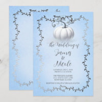 Blue & Silver Storybook White Pumpkin Wedding