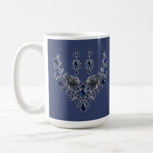 Blue Silver Tiger Crystal Jewellery Set Coffee Mug