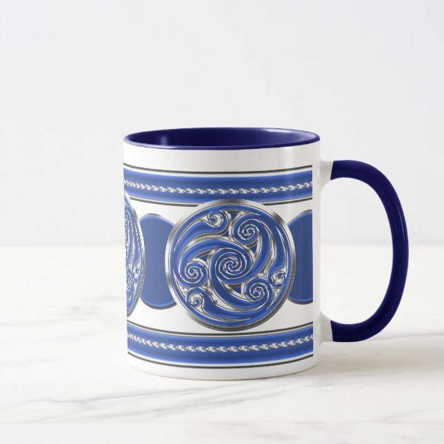 Blue Silver Triskel Mug (Right)