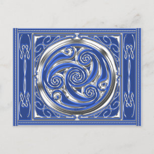 Blue Silver Triskel Postcard