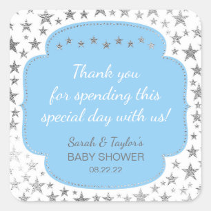 Blue Silver Twinkle stars thank you favour sticker