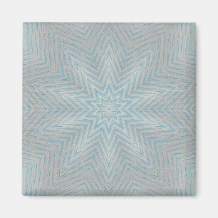Blue Silver White Kaleidoscope Pattern Magnets