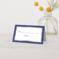 Blue | Silver | White Simple Elegant Place Cards