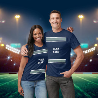 Blue Silver White Sports Jersey Team Name Unisex T-Shirt