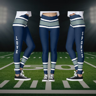 Blue Silver White Team Jersey Colours Love Sports Leggings