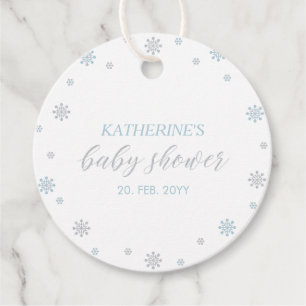 Blue & Silver Winter Wonderland Baby Shower Favour Tags