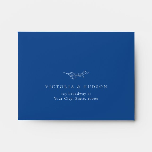 Blue simple botanical wedding RSVP Envelope (Front)
