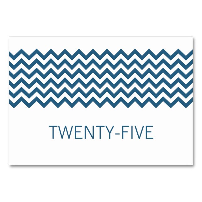 Blue Simple Chevron Table Card (Front)