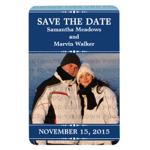 Blue Simple Chic Photo Save the Date Magnet