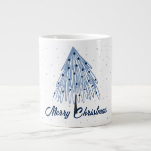 Blue Simple Christmas Holiday Giant Coffee Mug