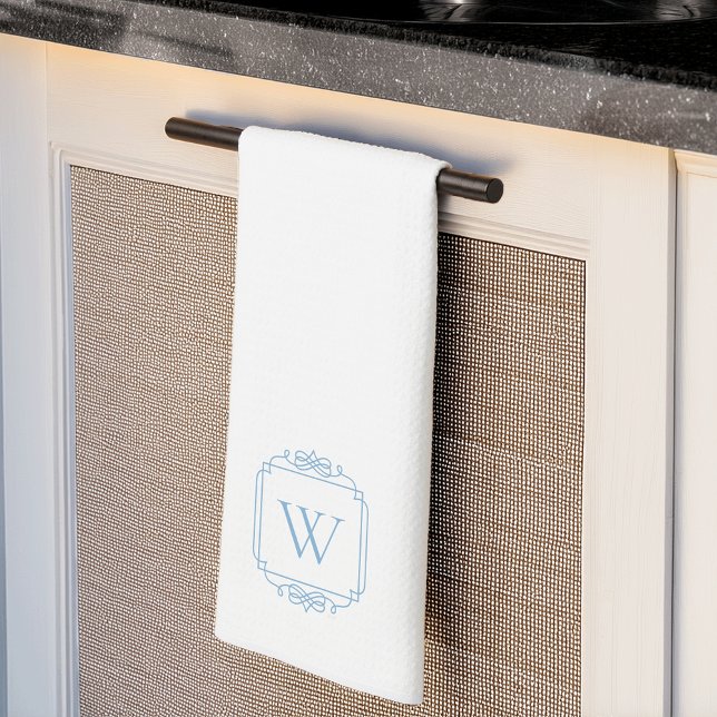 Blue | Simple Classic Frame Monogram Tea Towel (Creator Uploaded)