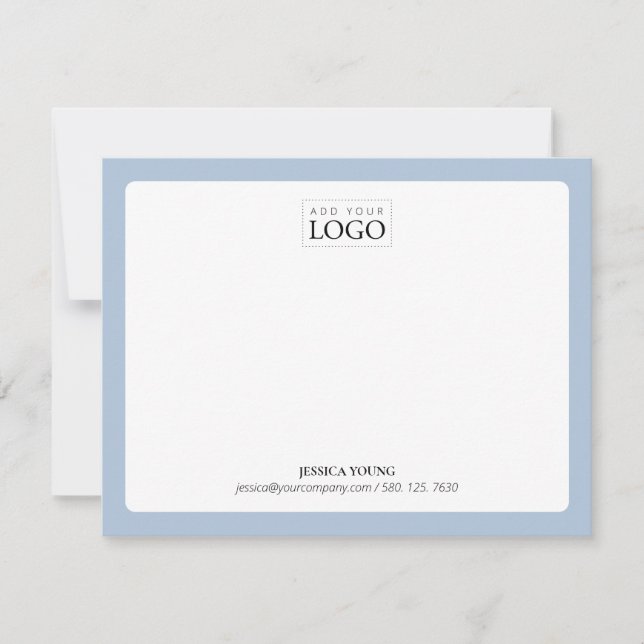 Blue | Simple Colour Logo Business Note Card (Front)