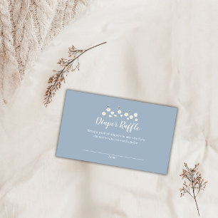 Blue Simple Daisy Baby Shower Diaper Raffle Enclosure Card