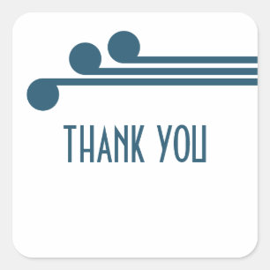 Blue Simple Deco Chic Thank You Stickers