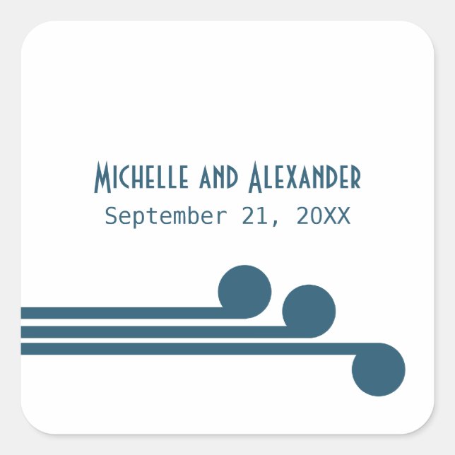 Blue Simple Deco Chic Wedding Stickers (Front)