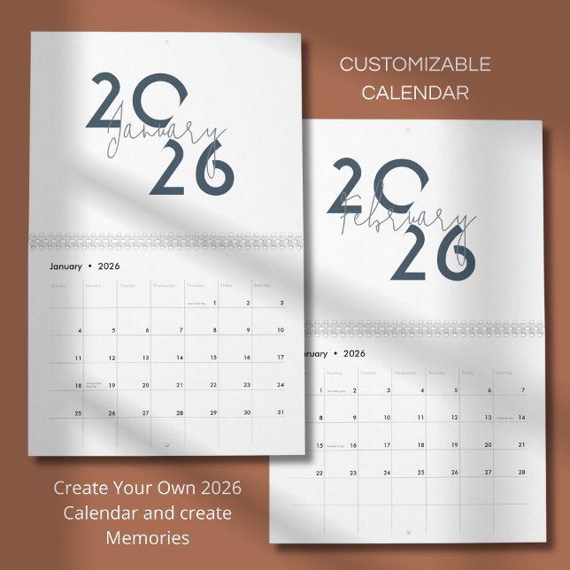 Blue Simple Elegant 2026 Calendar (Creator Uploaded)