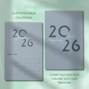 Blue Simple Elegant 2026 Calendar