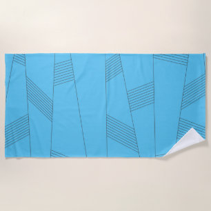 Blue, simple, elegant, abstract line pattern beach towel