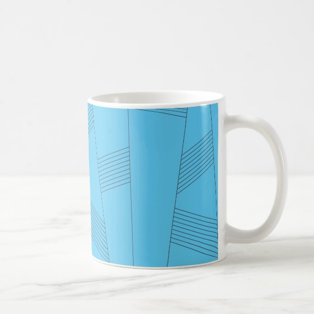 Blue, simple, elegant, abstract line pattern coffee mug (Right)