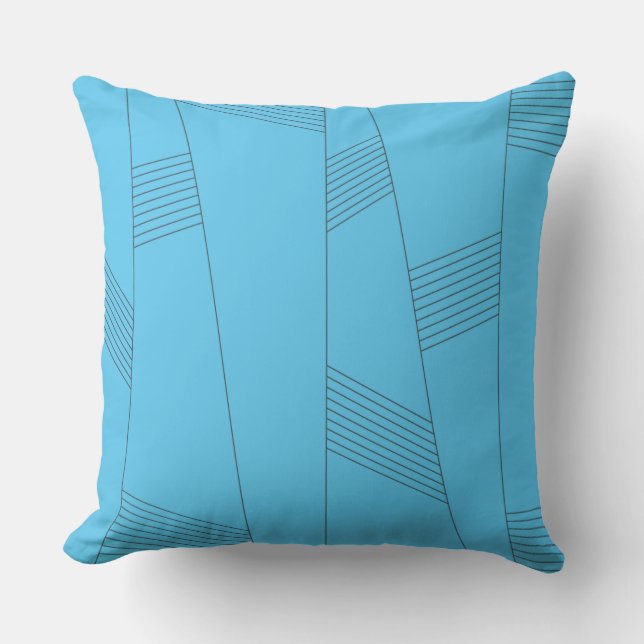 Blue, simple, elegant, abstract line pattern cushion (Front)