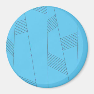 Blue, simple, elegant, abstract line pattern magnet