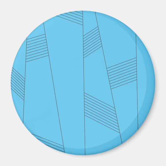 Blue, simple, elegant, abstract line pattern magnet (Front)